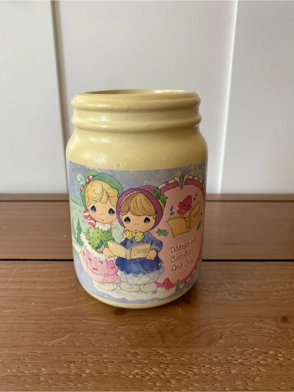 Vintage Precious Moments Christmas Ceramic Utensil Holder Crock 2001